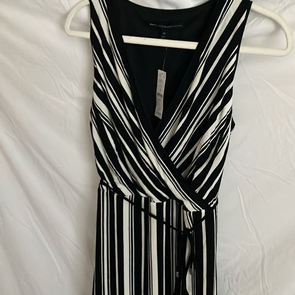 White House Black Market: White/Black stripe faux wrap MAXI dress- side slits-10 - Picture 8 of 16